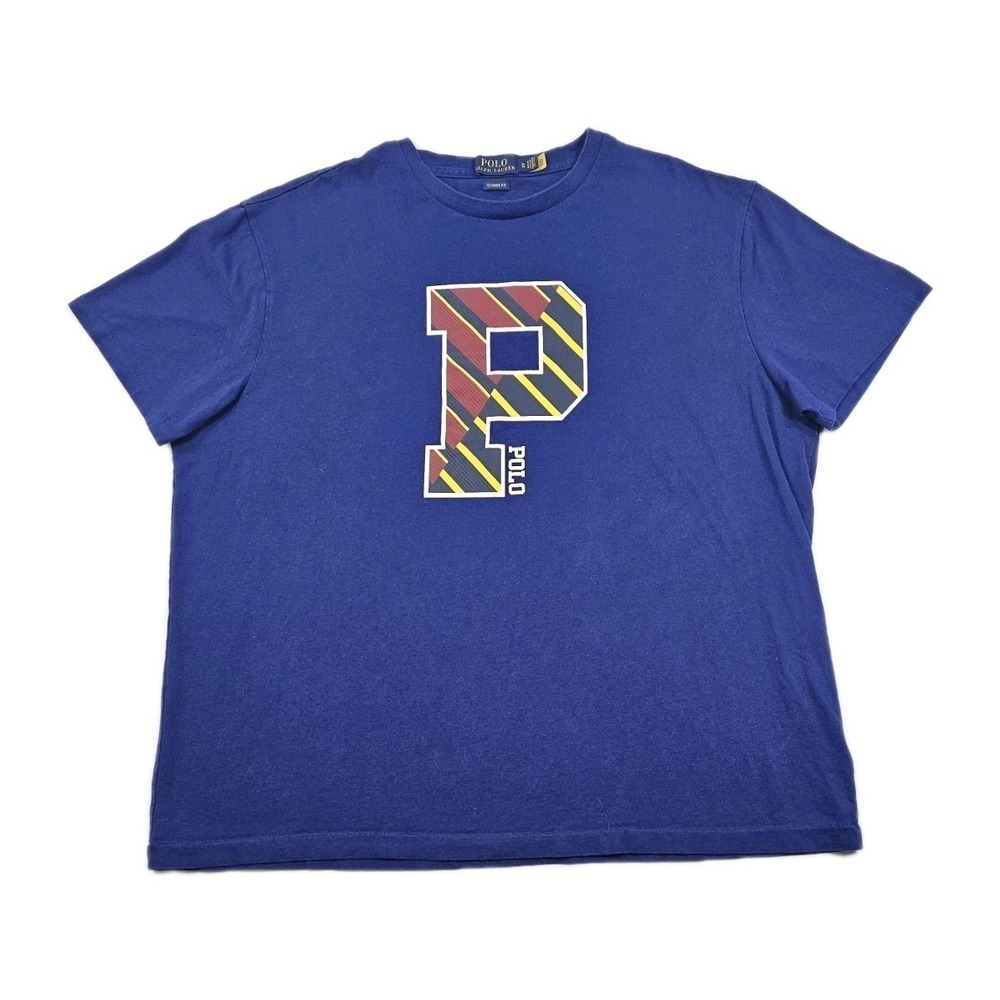 Polo Ralph Lauren Classic Fit Varsity Letter Big "P" Mens XL Blue Short Sleeve